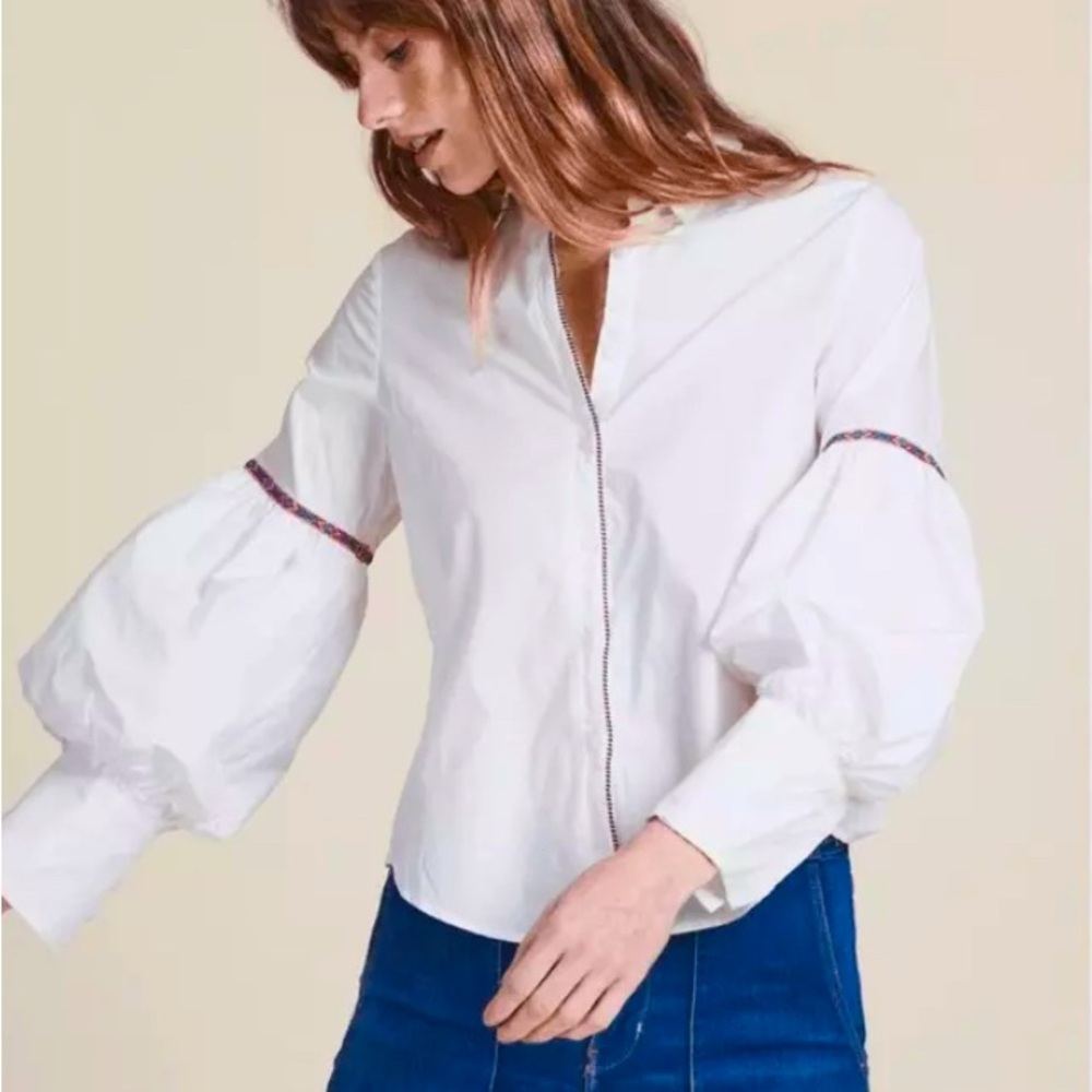 THE SHIRT - Rochelle Behrens Western White Button Down Ballon Sleeves